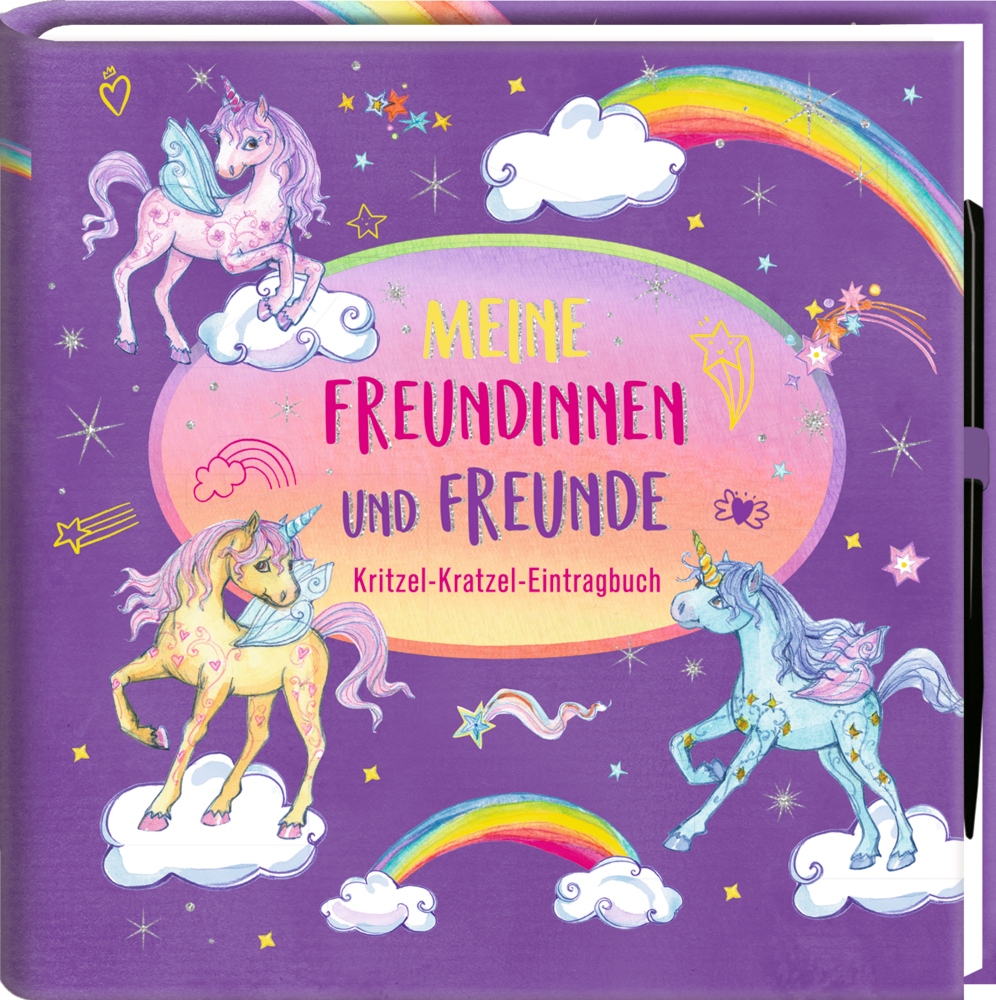 Kritzel-Kratzel-Freundebuch: Einhorn-Paradies - Meine Freundinnen & Freunde