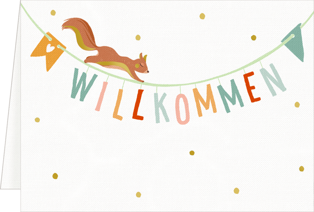 Willkommen, Mini-Grußkarte - Willkommen