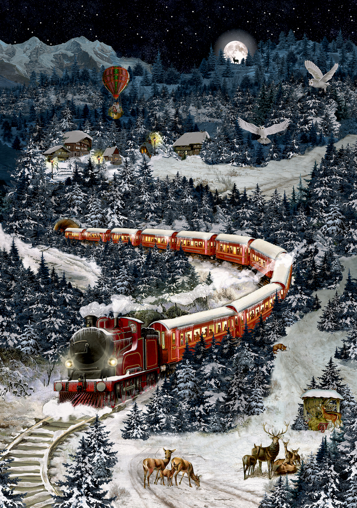 Weihnachtsexpress in Winterlandschaft, A4 Wand-Adventskalender (Behr)