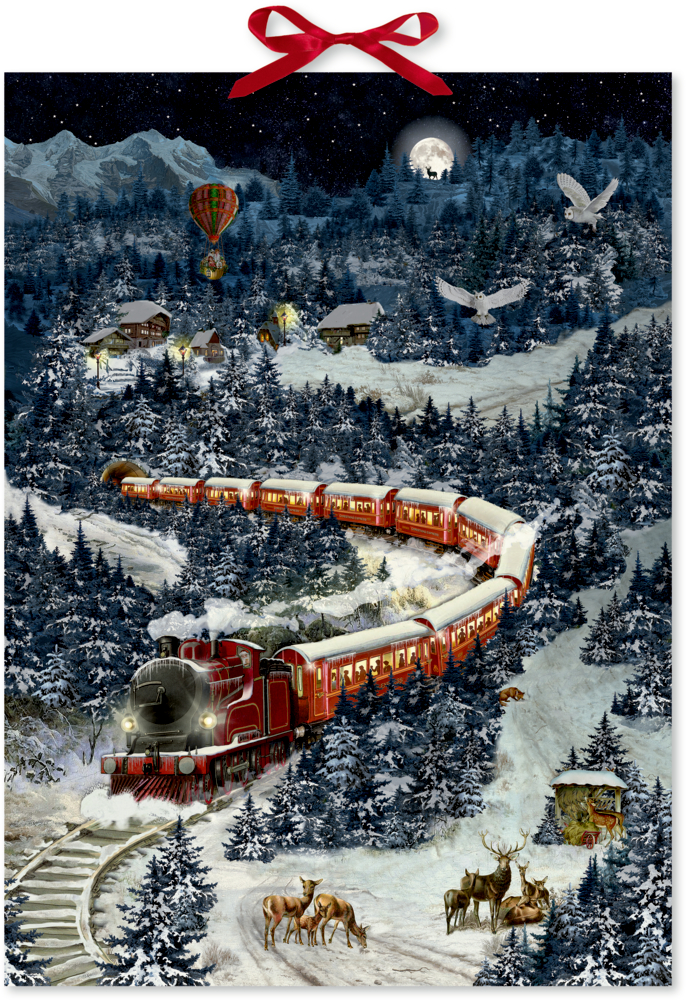 Weihnachtsexpress in Winterlandschaft, Wand-Adventskalender (Behr)