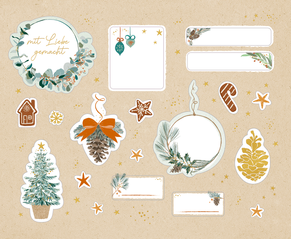 Stickerbuch: Weihnachtliche Sticker & Etiketten (WinterLiebe)