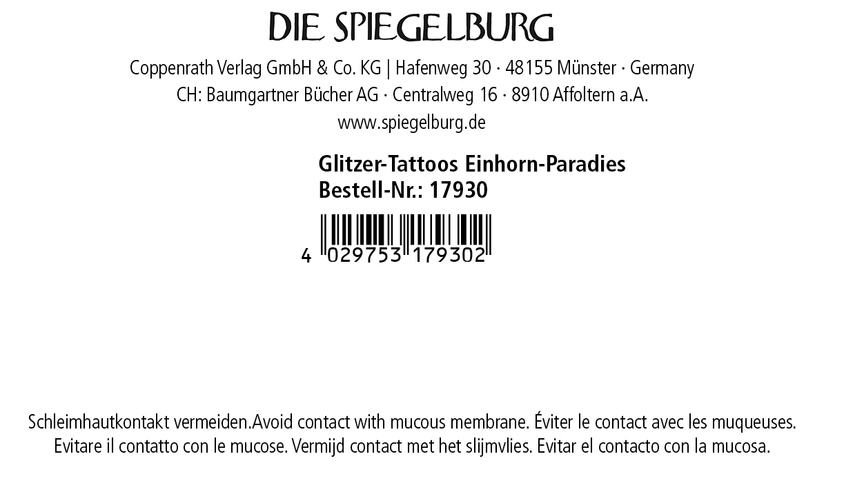 Glitzer-Tattoos Einhorn-Paradies