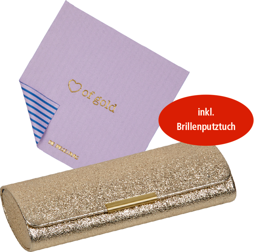 Brillenetui mit Putztuch - Gold