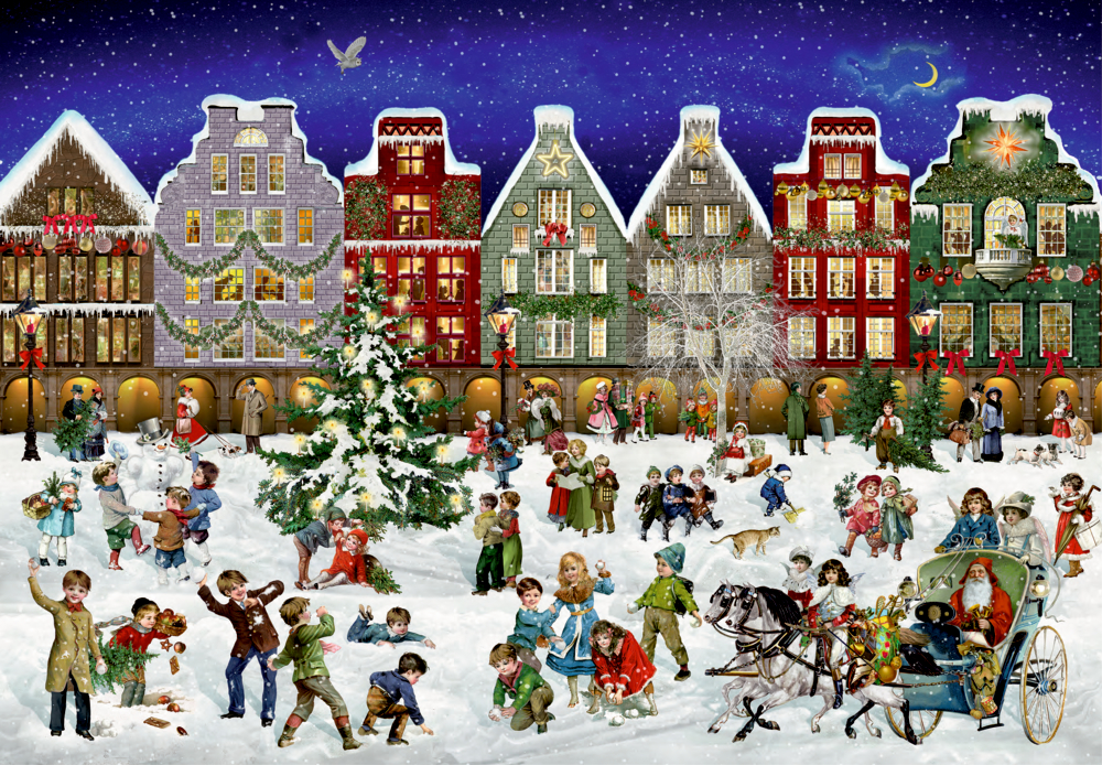 Winterabend in der Stadt, Puzzle-Adventskalender (Behr)