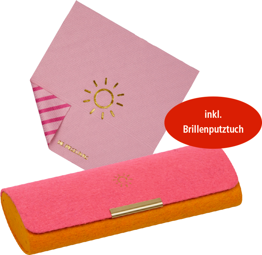 Brillenetui mit Putztuch - Sonne