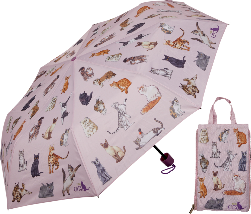 Taschenschirm & Duo Bag - I love cats (cats & dogs)