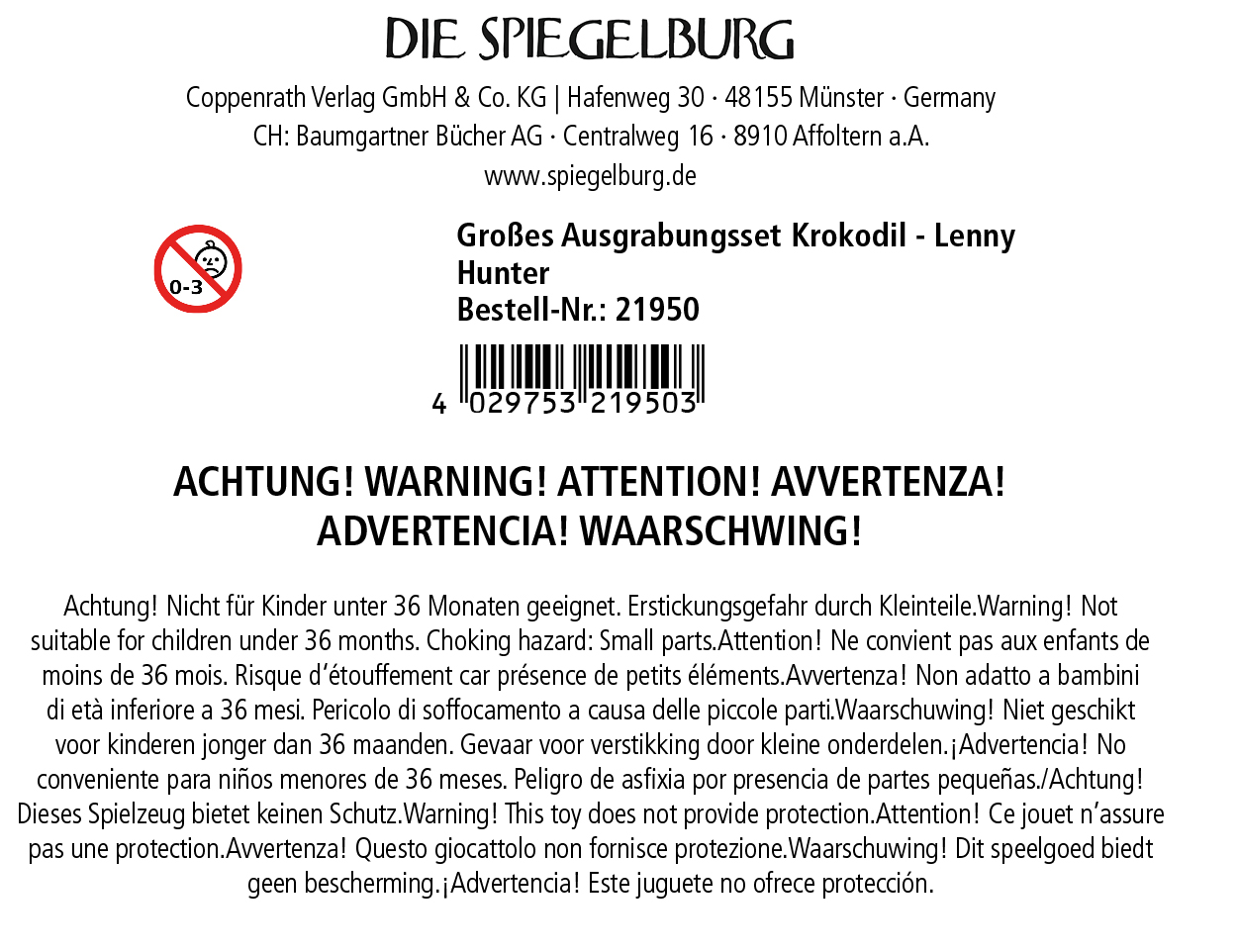 Großes Ausgrabungsset Krokodil - Lenny Hunter