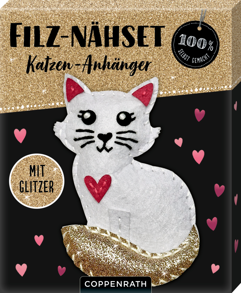 Filz-Nähset: Katzen-Anhänger (gold) - 100% selbst gemacht