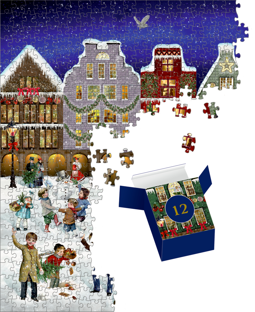 Winterabend in der Stadt, Puzzle-Adventskalender (Behr)